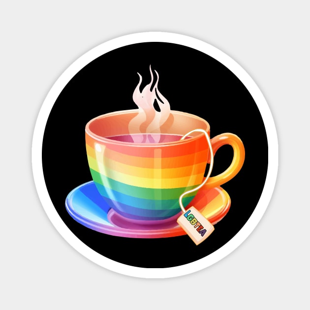 Proud LGBTQ gay pride tea drinker Rainbow Colored Tea Cup LGBTea Magnet by star trek fanart and more